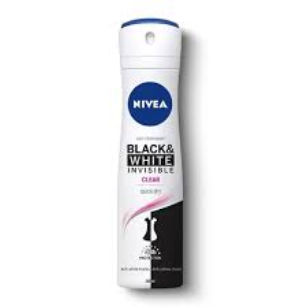 NIVEA DEO SPRAY 150ML (WOMEN INVISIBLE BLACK &WHITE CLEAR)